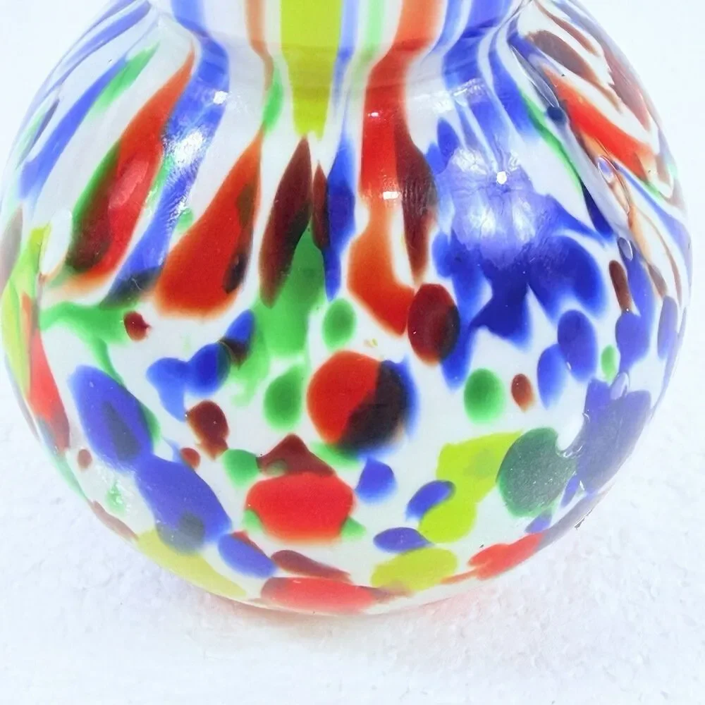 Vintage MURANO Spatter Glass Tall Solifleur Stem Vase Confetti Blown Glass MCM